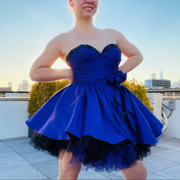 Corset Crystal Chameleon Silk Tutu Standing A-Line Princess Strapless Mini Dress - Picture 5 of 17